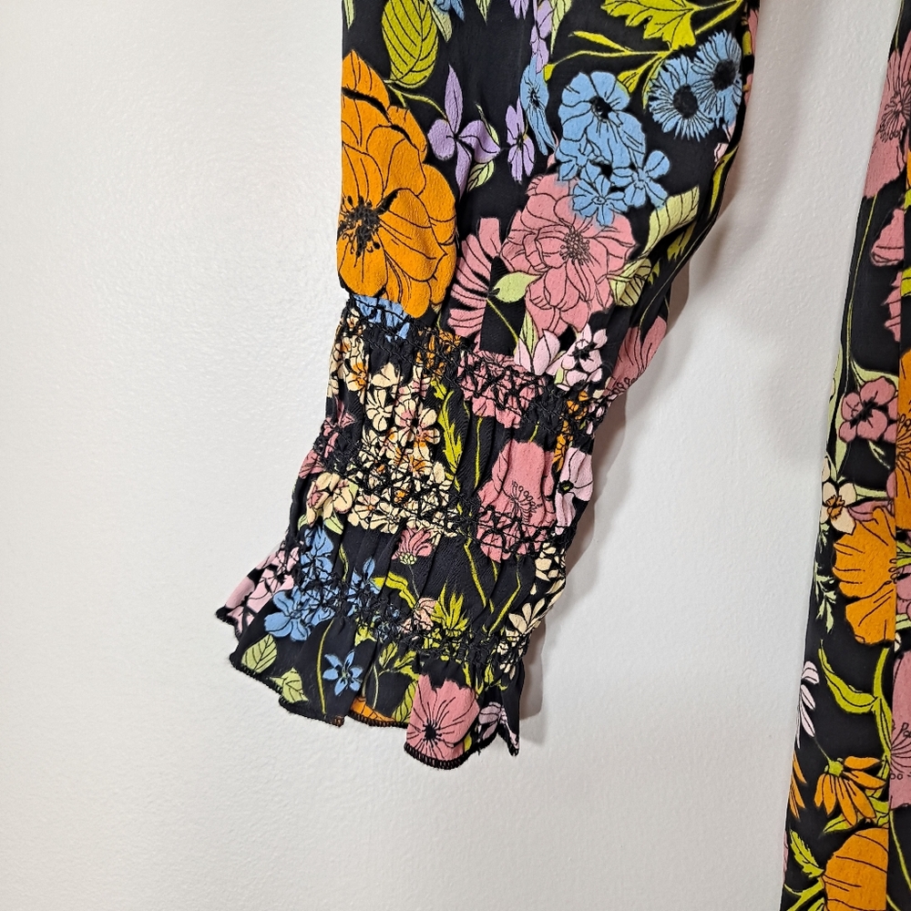 WAYF Smocked Floral Mini Dress Size Small - Picture 6 of 10